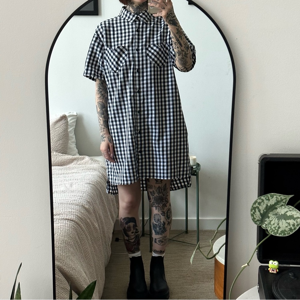 Lazy Oaf gingham heart shirt dress